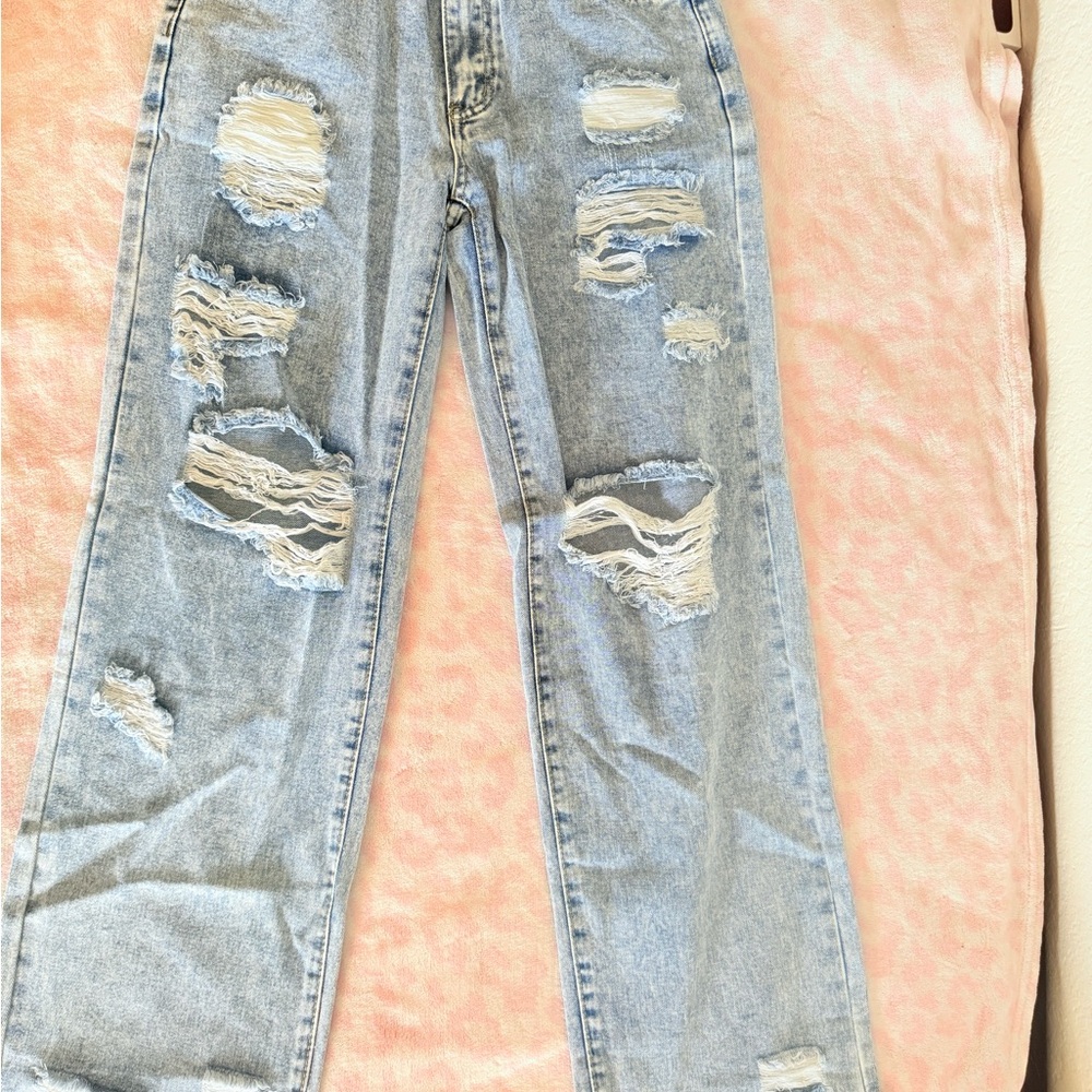 Distressed Light Blue Jeans
